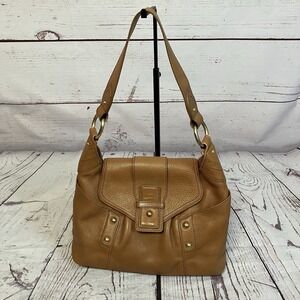 Kenneth Cole Handbag Leather Cognac Brown Satchel Shoulder Bag Purse